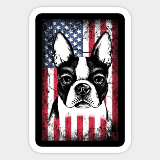 Patriotic Boston Terriers American Flag Sticker